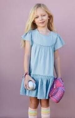 Matilda Jane Oh Joy Dress Girls Size 6 NWT Dream Chasers Blue Eyelet Ruffle